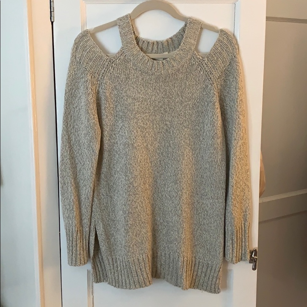 Grey cold shoulder sweater